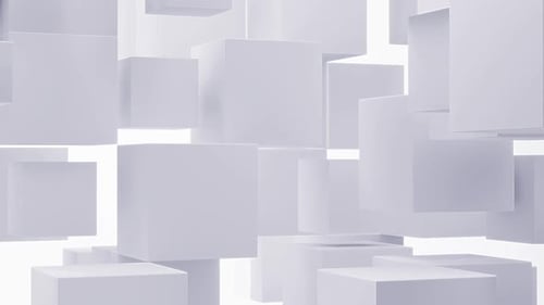 Clean White Floating 3D Cubes Abstract Background Animation