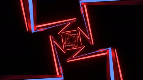 Red And Blue Neon Lightning Tunnel Background Vj Loop In 4K