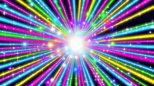 Bunte Regenbogen-Lichtstrahlen und funkelnde Sterne schleifen