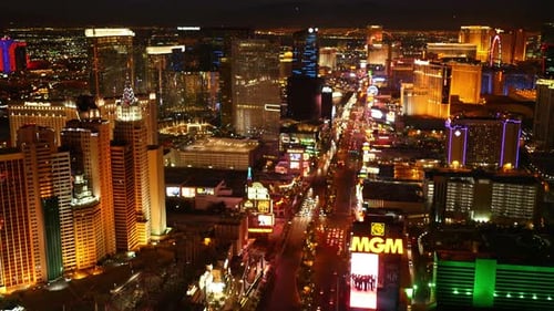 Vista aérea noturna da Las Vegas Strip