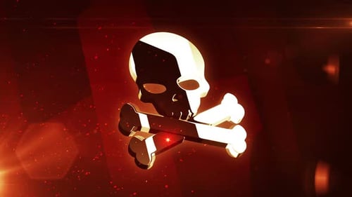 Skull pirates and cyberattack metal shine symbol