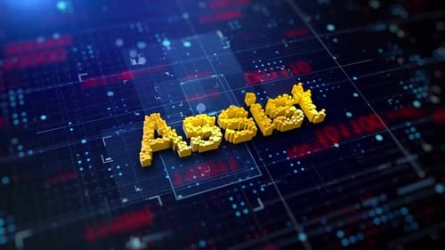 Pixelated 3D Assist Text on Digital Technology Background
