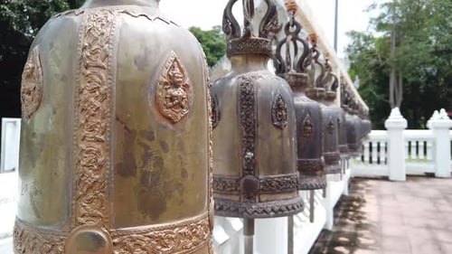 Antique Big Metal Bells in Thai Temple