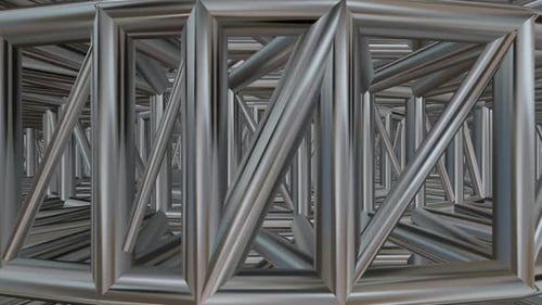 Movement inside the Wireframe of a Silver Tunnel of Figure, Exclusive, 3D Render