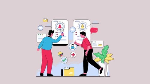 Flat Design Animation of HR Team Recruiting Candidates