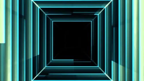Abstract Neon Square Tunnel Loop Animation