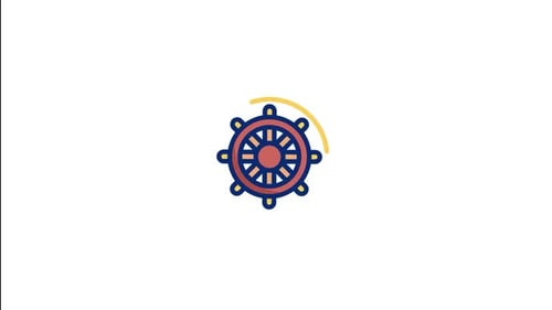 Flat Design Ship Wheel Rotation Animation