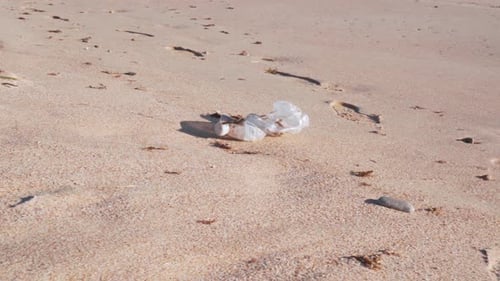 Plastic waste in a beach of Spain.