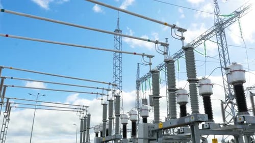 Substation Converts Electrical Energy Under Sunlight