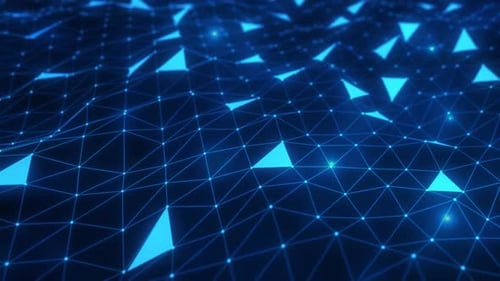 3D-Rendering: Digitales blaues Netzwerk mit Punkten und Linien für die Visualisierung großer Datenmengen