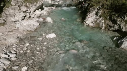 dronw view over tolmin gorges