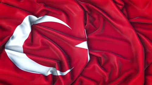 Waving Turkish Flag Realistic Animation Loop