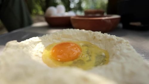 Egg Yolk in Flour for Cooking and Baking