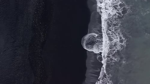 Spectacular Aerial View From Worldfamous Reynisfjara Black Sand Beach Iceland