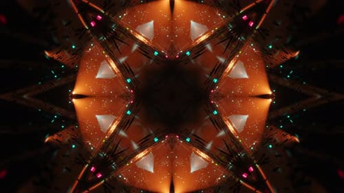 Very colorful and abstract star shaped object. Kaleidoscope VJ loop
