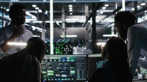 Server Hub Engineering Team Working Together Using Node Tree Software