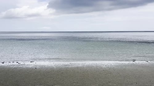 Rain falling on the beach and ocean in Zanzibar