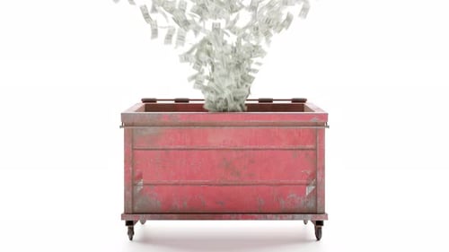 Cash Money Into Dumpster Financial Crisis