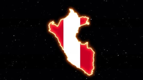 Peru Map Flag with Neon Glowing Outline Animation