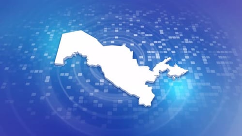 Uzbekistan Map Outline Reveal on Digital Background