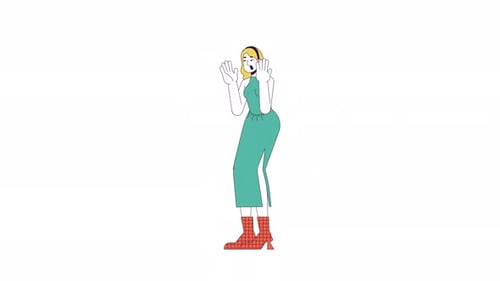 Minimalist 2D Woman Character Startled Reaction Loop