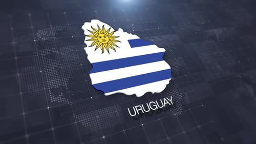 Uruguay 3D Map and Flag Animation