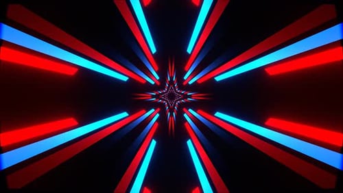 Red And Blue Neon Lines Move Alternately Background Vj Loop In 4K
