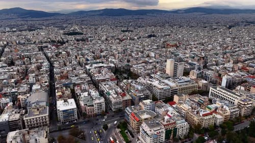 Aerial View of Bustling Athens Cityscape