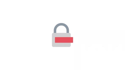 Flat Design Padlock Icon with Password Entry Animation