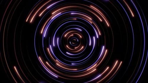 Loop Orange and Blue Circle Light Background in the Style of Digital Neon