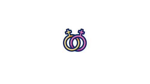 Animated Interlocking Female Gender Symbols