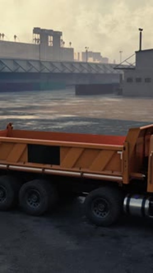 Dump Truck Parked in Parking Lot