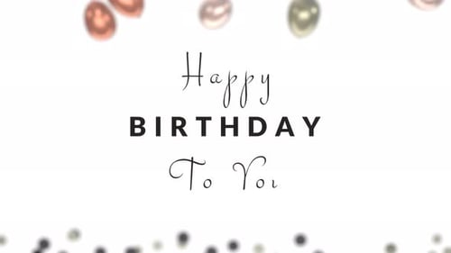 Happy Birthday Text Animation with Floating Balloons and Confetti