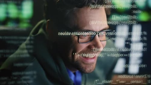 Man Coding and Programming Late at Night
