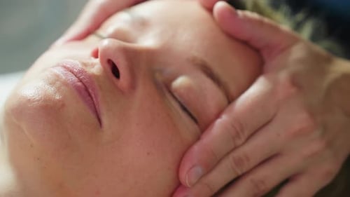 Close Up Facial Massage By Therapist For Relaxing Spa Treatment