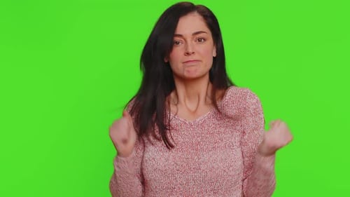 Displeased Woman Gesturing Hands with Irritation Displeasure Blaming Scolding for Failure Quarrel