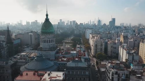 Aerial View of the City of Buenos Aires Congress Building Argentina