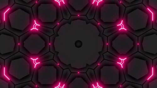 Abstract Pink Neon Geometric Kaleidoscope Loop Background