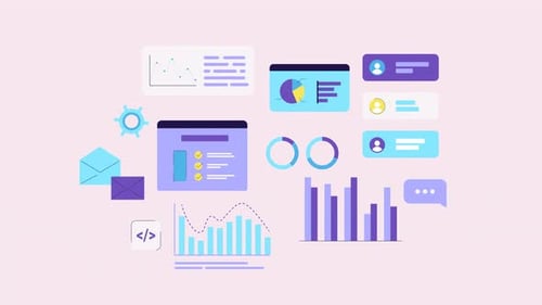 Animated Flat Design UI Elements and Data Analytics Dashboard