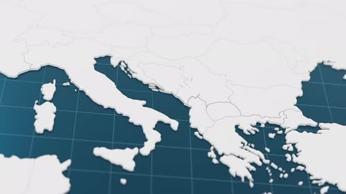 Destaque con azul el mapa 3D de Montenegro con puntero rodeado de otros países en blanco