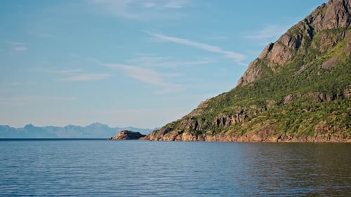 Ferry's View Of Rugged Green Mountainscape