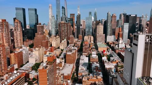 New York city aerial view. Urban Manhattan american lansmark.