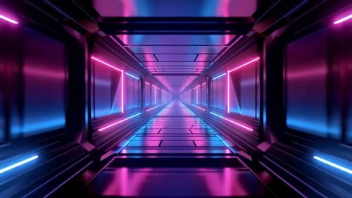 Futuristic Neon Tunnel Sci Fi Corridor Loop