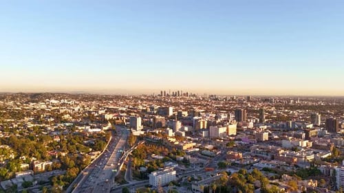 Aerial time lapse of Downtown Los Angeles, United States.