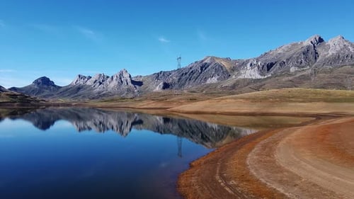 Icelandic landscape hills mountains and lake dry land in the summer Iceland aerial drone