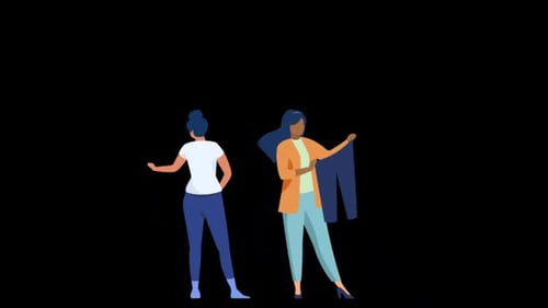 Women Choosing Clothes in Store Alpha Channel