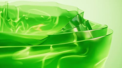 Flowing transparent green multilayer glass background