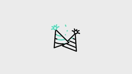 Animated Sketch Party Hats and Confetti Icon