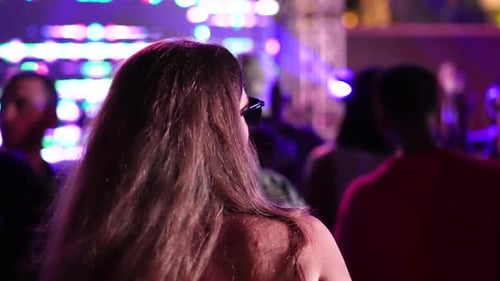 Woman Dance at Nightclub Girl Enjoy Techno Party Night Club Life Concert Rave