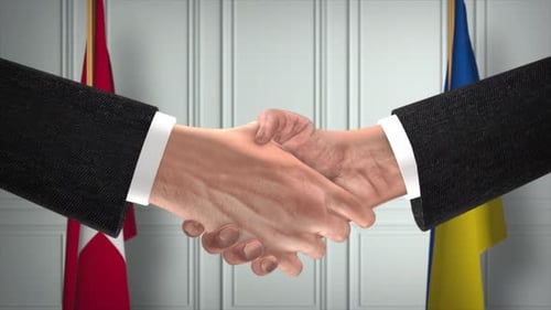 International Diplomacy: Denmark and Ukraine Handshake